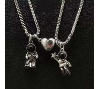 QINQIN Colgante de Astronauta corazón magnético atraído Pareja Collares Mujeres Hombres Amante Astronauta joyería Regalo Collar