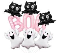 QINQINZIJIN 9 Piezas Globos de Halloween, Globos de Fantasma Murciélago, Globo de Papel de Aluminio, Decoración de Fiesta de Halloween, para Pascua Carnaval Feste a Tema