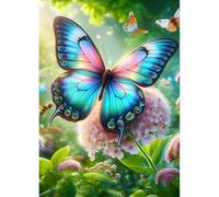 QINRUBB 5D DIY Butterfly Diamond Painting Kits,Round Full Drill Flowers Diamond Art Painting Kits for Adults Beginners, DIY Painting by Numbers Fantasy Diamond Art Kits for Home Fashion Decor 30x40cm
