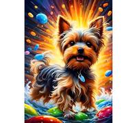 QINRUBB 5D DIY Dog Diamond Painting Kits, Full Drill Yorkshire Terrier Diamond Art Painting Kits for Adults Beginners, DIY 5D Puppy Painting by Numbers Diamond Art Kits for Home Fashion Decor 30x40cm