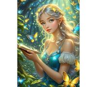 QINRUBB 5D DIY Fairy Diamond Painting Kits, 5D Full Drill Butterflies Diamond Art Painting Kits for Adults Beginners, DIY Painting by Numbers Sunshine Diamond Art Kits for Home Fashion Decor 30x40cm
