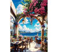 QINRUBB 5D DIY Flowers Diamond Painting Kits, Full Drill Seaside Diamond Art Painting Kits for Adults Beginners, DIY 5D Restaurant Painting by Numbers Diamond Art Kits for Home Fashion Decor 30x40cm