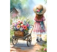 QINRUBB 5D DIY Girl's Back Diamond Painting Kits, Full Drill Flowers Diamond Art Painting Kits for Adults Beginners, DIY 5D Painting by Numbers Diamond Art Kits for Home Fashion Decor 30x40cm