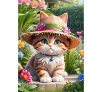 QINRUBB 5D DIY Kitten Diamond Painting Kits, Full Drill Cat Diamond Art Painting Kits for Adults Beginners, DIY 5D Flowers Painting by Numbers Diamond Art Kits for Home Fashion Decor 30x40cm