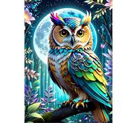 QINRUBB 5D DIY Owl Diamond Painting Kits, Full Drill Moon Night Diamond Art Painting Kits for Adults Beginners, DIY 5D Fantasy Painting by Numbers Diamond Art Kits for Home Fashion Decor 30x40cm