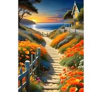 QINRUBB 5D DIY Path Diamond Painting Kits,Round Full Drill Dreamland Diamond Art Painting Kits for Adults Beginners, DIY Painting by Numbers Flowers Diamond Art Kits for Home Fashion Decor 30x40cm