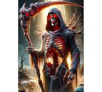QINRUBB 5D DIY Skull Diamond Painting Kits,Round Full Drill Horror Diamond Art Painting Kits for Adults Beginners, DIY Painting by Numbers Halloween Diamond Art Kits for Home Fashion Decor 30x40cm