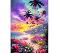 QINRUBB DIY 5D Paisaje Marino Diamond Art Kits de punto de cruz Painting para adultos principiantes, 5D Fiery Clouds Art du Diamant Kit completo, pintura Sunset Diamante Pinting Kits de decoración de