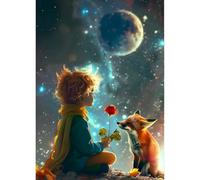 QINRUBB DIY Cartoon Diamond Painting Kits, Full Drill Space Diamond Art Painting Kits for Adults Beginners, DIY 5D Prince Fox Painting by Numbers Fantasy Diamond Art Kits for Home Decor 12x16inch