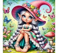 QINRUBB DIY Cartoon Elf Diamond Painting Kits, Full Drill Fairy Diamond Art Kit for Adults Beginners, 5D Butterfly Painting by Numbers Cross Stitch DIY Craft Kits for Home Wall Decor 12x12 inch