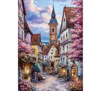 QINRUBB DIY Churches Diamond Painting Kits, Full Drill Old Town Diamond Art Painting Kits for Adults Beginners, DIY 5D Flowers Painting by Numbers Street Diamond Art Kits for Home Decor 12x16inch
