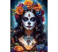 QINRUBB DIY Flowers Diamond Painting Kits, Full Drill Beauty Diamond Art Painting Kits for Adults Beginners, DIY 5D Horror Painting by Numbers Girl Diamond Art Kits for Home Decor 30x40cm