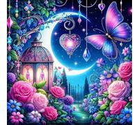 QINRUBB DIY Moon Diamond Painting Kits, Full Drill Butterfly Diamond Art Painting Kits for Adults Beginners, DIY 5D Painting by Numbers Colorful Flowers Diamond Art Kits for Home Decor 12x12 inch