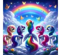 QINRUBB DIY Rainbow Diamond Painting Kits, Full Drill Pony Diamond Art Painting Kits for Adults Beginners, DIY 5D Butterfly Painting by Numbers Cartoon Diamond Art Kits for Home Decor 12x12inch