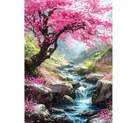 QINRUBB DIY Tree of Life Diamond Painting Kits, Full Drill Flowers Diamond Art Kit for Adults Beginners, 5D Creek River Painting by Numbers Cross Stitch DIY Craft Kits for Home Wall Decor 12x16 inch