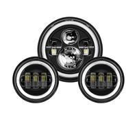 QINSHU Faro Delantero LED De 7" Con Proyector Y 4 Luces Cruce 1/2 Para Touring, Electra Glide, Color Negro Faro Delantero Moto Focos(Black Lamp DRL)