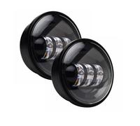 QINSHU Faros Antiniebla Motocicleta 2 Piezas 4,5 Pulgadas DRL, Anillo Halo LED 30W Redondos Impermeables 1/2 Luz Cruce Auxiliar Faro Delantero Moto Focos(No Halo Black)