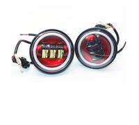QINSHU Faros Antiniebla Motocicleta 2 Piezas 4,5 Pulgadas DRL, Anillo Halo LED 30W Redondos Impermeables 1/2 Luz Cruce Auxiliar Faro Delantero Moto Focos(With Halo Red)