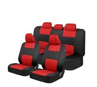 QINSHU Funda Asiento Coche Fundas Universales para Asientos Coche con Cubierta para Volante, Juego Protección para Hombros para La Mayoría Camiones SUV(Rojo)