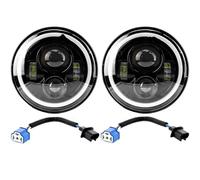 QINSHU luz conducción Para Jeep Para Wrangler JK TJ Faros Angel Eye DRL Ámbar Intermitente Faro 7 Pulgadas LED 6000K 60W