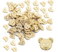 Qinsky Botones de oso, 100 botones de madera, botones de bebé para tejer, botones originales para ropa de bebé, cárdigans, manualidades, botones de madera para coser, manualidades, decoraciones, etc