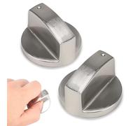 Qinsky Perillas de la cocina,2 Pack Metal Cepillado Perilla de Gas Rotativo Estufa Control Perillas Pomos de Cocina Universal Botones de Interruptor para Horno Estufa Aleación de Zinc 8mm*4cm