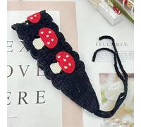 Qintreesify Diadema negra con patrón de seta, diadema de ganchillo dulce, accesorios para el cabello, diademas para mujer, estilo pastoral, sombreros y gorras