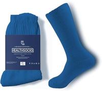 Qinux Health Socks: Calcetines sin Costuras sin Goma Para Hombre y Mujer Mejorar Circulación Diabéticos Cómodos de Colores Tratamiento Pie Diabético (FR/ES, Letras, L, Regular, Regular, Azul)