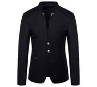 Qinvern Chaqueta de traje con cuello alto y temperamento de color sólido para hombre, cómoda, informal, versátil, simple y delgada, con botones 3XL