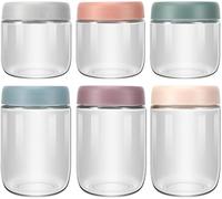 QinyOulhause Set de 6 Tarros de Cristal 300ml+500ml con Tapa de Rosca Reutilizables y Aptos para Lavavajillas Ideales para Yogur Avena Ensaladas y Especias