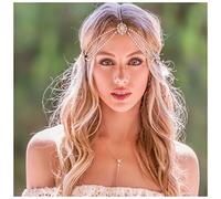 QINYUML Tocados Boho Bridal Bodas Cadena de la Cadena Rhinestone Joyería de Pelo for Mujer Boda Oval Crystal Cadena de Pelo Accesorios Regalos Tocado Boda(2_Silver)