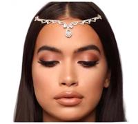 QINYUML Tocados Boho Bridal Bodas Cadena de la Cadena Rhinestone Joyería de Pelo for Mujer Boda Oval Crystal Cadena de Pelo Accesorios Regalos Tocado Boda(1_Gold)
