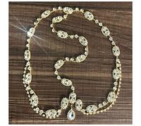 QINYUML Tocados Joyería de la Cadena de la Cabeza de Cristal de la Frente Hecha a Mano for Las Mujeres Bohomian Bridal Rhinestone Cadena de Pelo Cadena de Pelo Accesorios Tocado Boda(Gold-Color)