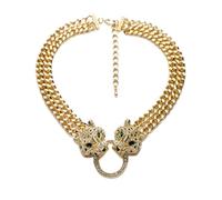 QINYUML Tocados Joyería de Moda Cristal Ajuste DE Ajuste DE CHOKERS COLLA DE CAÍDA DE Doble Caja DE Leopardo Cabeza DE Pendiente Pendiente Regalo DE Mujeres Tocado Boda