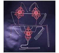 QINYUML Tocados Sexy Fiesta Bikini Set Crystal Lingury Lingerie Set Lady Dos Piece Sujetador Tanga Trajes Mujeres Arnés Cadena Ropa Interior Conjunto Tocado Boda(A Set_Silver)