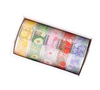 QINZITAO 5 rollos de cinta decorativa con patrón de flores, cinta transparente para cuentas de mano, cinta adhesiva para artistas, cinta adhesiva para decoración de álbumes de recortes