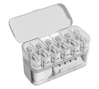 QINZITAO Caja de almacenamiento de cables de escritorio con 10 compartimentos, organizadores transparentes de alta capacidad, accesorio portátil para escritorio de oficina en casa