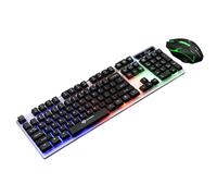 QINZITAO Combo de teclado mecánico y mouse de 104 teclas con cable USB retroiluminado de 3 colores para juegos y uso en la oficina