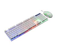 QINZITAO Combo de teclado mecánico y mouse de 104 teclas con cable USB retroiluminado de 3 colores para juegos y uso en la oficina