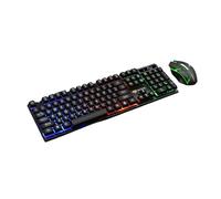 QINZITAO Combo de teclado mecánico y mouse de 104 teclas con cable USB retroiluminado de 3 colores para juegos y uso en la oficina