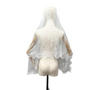 QINZITAO Elegante chal de encaje negro para bodas, eventos, accesorio tradicional de mantilla, ligero y transpirable, tela de poliéster