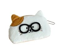 QINZITAO Monedero de gato, monedero de felpa, cartera con cremallera, llavero, pequeño bolso de cambio para mujer, bolsa de cosméticos portátil