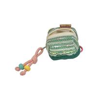 QINZITAO Pequeñas bolsas de cosméticos con forma de concha, organizadores de maquillaje bordados, hilo de algodón con cremallera, bolsas de viaje de poliéster para mujer