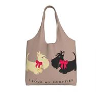 QIOEURYU Amo a mis Scotties Bolsa de compras para mujer Terrier escocés duradero Comestibles para perros Bolsos de compras Bolsos de mano Regalo Loisirs Confort Regalos de vacaciones