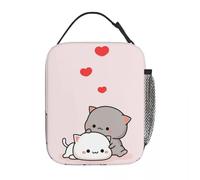 QIOEURYU Bolsa de almuerzo aislada Bolsos de viaje Melocotón Goma Abrazo Almacenamiento Caja de alimentos Nevera térmica portátil Caja Bento Escuela Ocio al aire libre