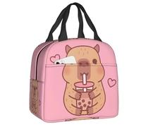 QIOEURYU Bolsa de Almuerzo Carpincho lindo personalizado ama el té de burbujas para la nevera térmica reutilizable lonchera para mujeres y niños para Trabajo,Escuela,Viajes,Picnic,Oficina