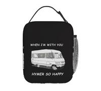 QIOEURYU Bolsa de Almuerzo Cuando estoy contigo tan felizDiseños aislados para mujeres Caja térmica de comida Loncheras Contenedor para Trabajo,Escuela,Viajes,Picnic,Oficina