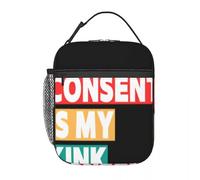 QIOEURYU Bolsa de Almuerzo para Mujeres Hombres Unisex El consentimiento es mi perversión Bolsa de almuerzo para Trabajo,Escuela,Viajes,Picnic,Oficina