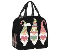 QIOEURYU Bolsa de Almuerzo Pastel Rosa Verde Gnomo Trio Fiambrera Portátil Mujeres Impermeable Nevera Térmica Niños Estudiante para Trabajo,Escuela,Viajes,Picnic,Oficina