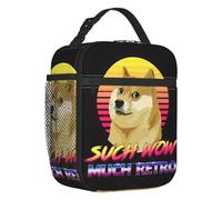 QIOEURYU Bolsa de Almuerzo Tan Wow Much Retro Cheems Doge para Mujeres Shiba Inu Enfriador térmico reutilizable Bento Box para Trabajo,Escuela,Viajes,Picnic,Oficina